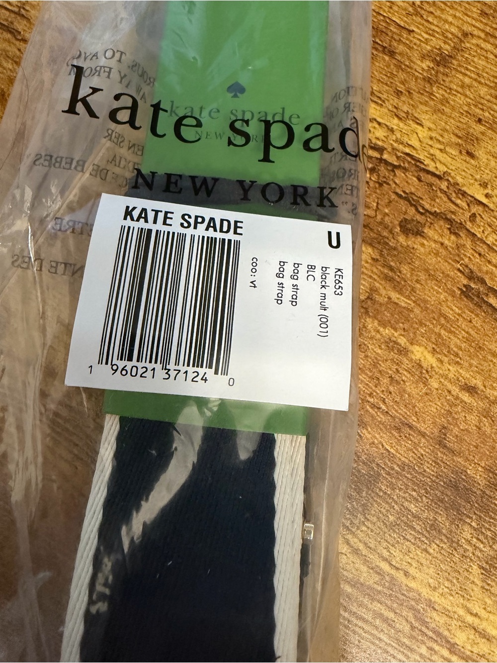 kate spade Black and Cream Webbing Laptop Bag Strap - Picture 7 of 7